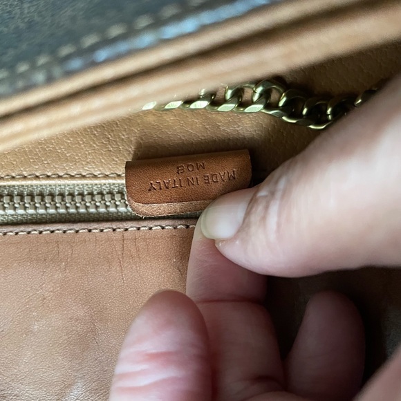 Celine Brown Shoulder Bag with Monogram Pattern and Gold Chain Strap - Picture 7 of 7